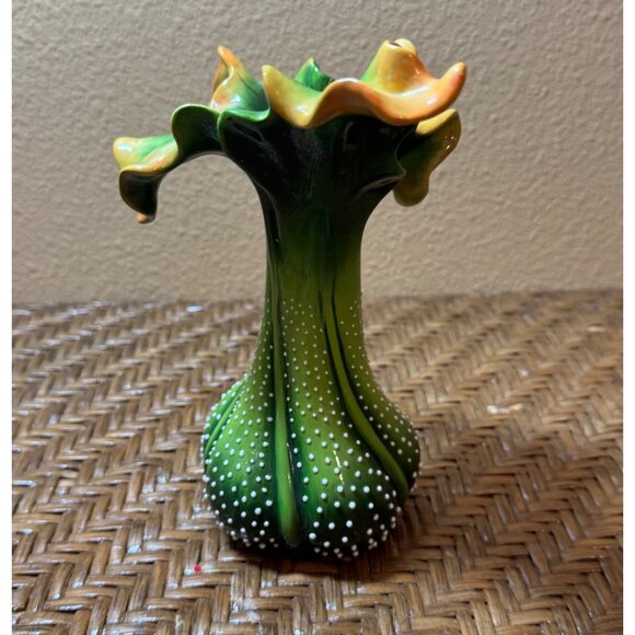 Blue Sky J. McCall Handcrafted  Decorative Vase Floral Green And Yellow - Picture 5 of 9